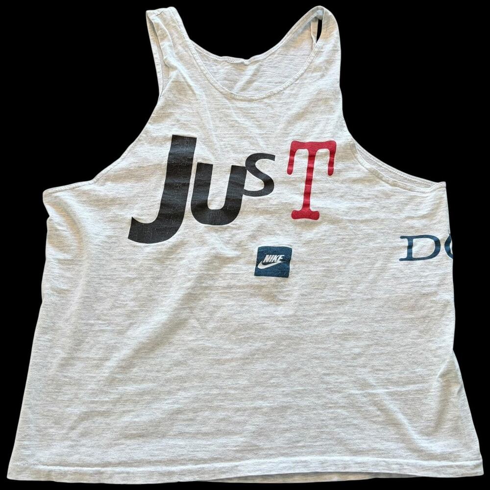 Nike Tank Top Womens XL Gray Just Do It Graphic Racerback Gym Running Shirt